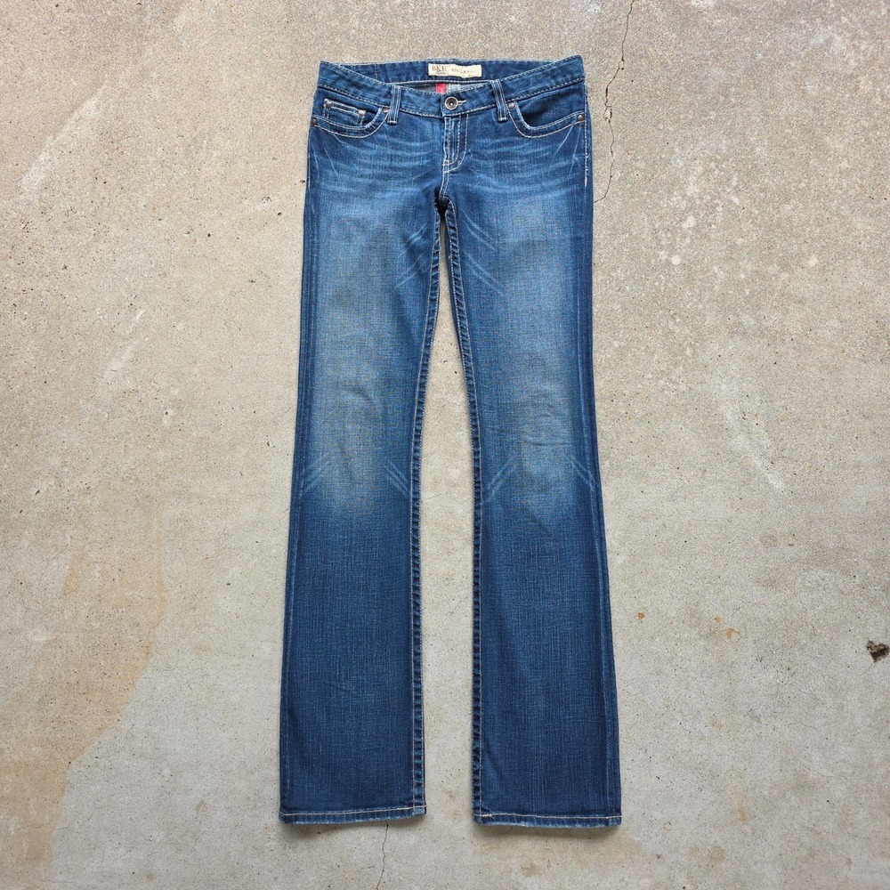 Vintage BKE Jeans Size 29 TALL Blue Super Low‎ Rise Y2K Mini-Flare Bootcut Faded